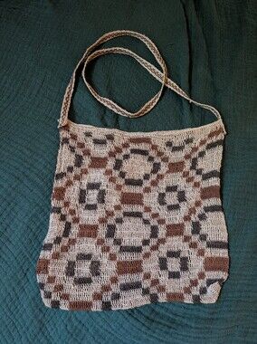 Vintage Tribal Native Handmade Earthy Net Shoulder Bag Sundance Style